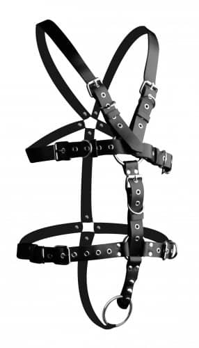 Male Leather Body Harness Front View
