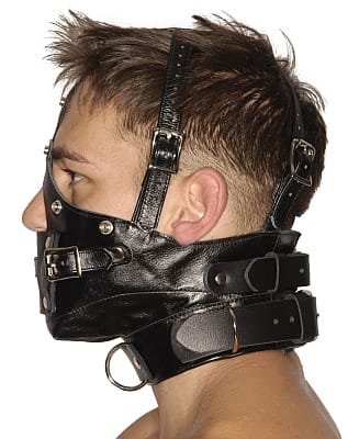Blindfold Muzzle Gag side view