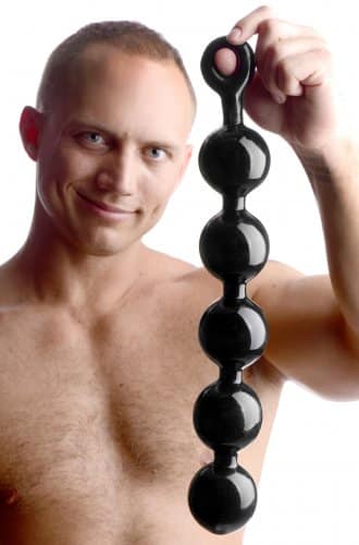 Mega Baller Anal Beads With Model