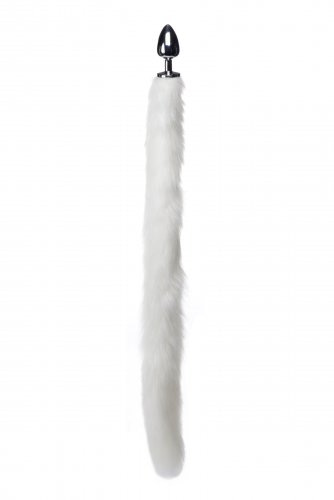 White Mink Tail Anal Plug