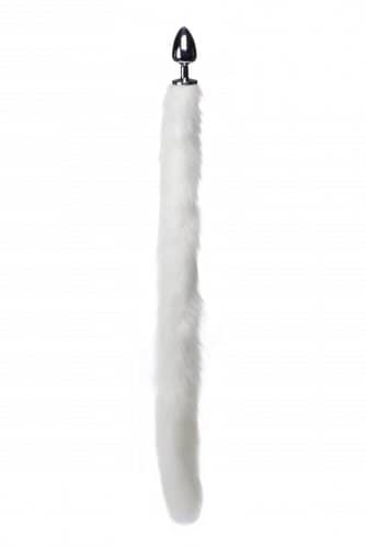 White Mink Tail Anal Plug