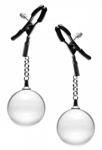Weighted Glass Orb Adjustable Nipple Clamps