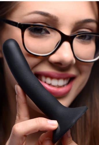 silicone strap on dildo small black with model