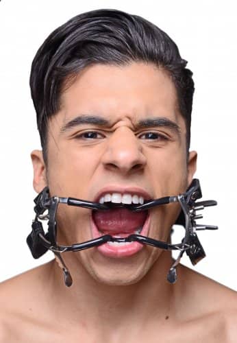 Ratchet Style Strapped Mouth Gag With Male Model