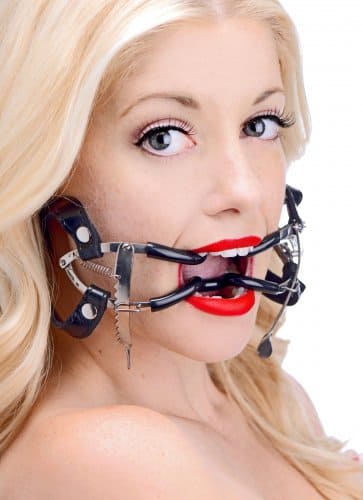 Ratchet Style Strapped Mouth Gag With Female Model