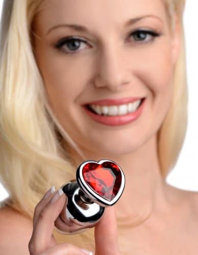 3 Piece Scarlet Heart Jeweled Anal Plug With Model