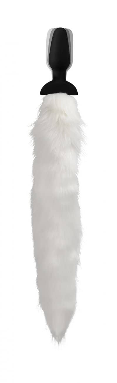 Vibrating White Fox Tail Anal Plug Solo