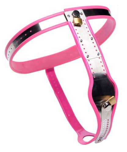 Restricted In Pink Adjustable Female Chastity Belt