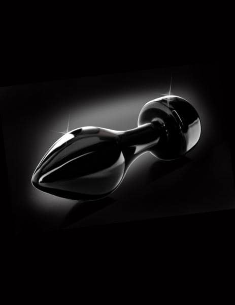 Hand Blown Black Glass Butt Plug Side View