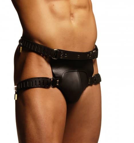 Locking Leather Male Chastity Belt