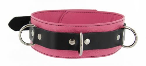 Tri Ring Locking Leather Pink Collar