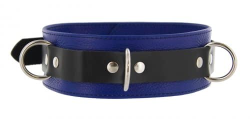Tri Ring Locking Leather Blue Collar