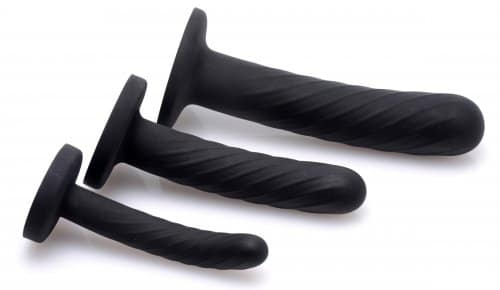 3 piece silicone dildo set black