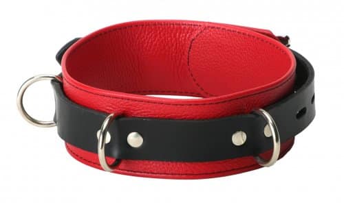 Tri Ring Locking Leather Red Collar