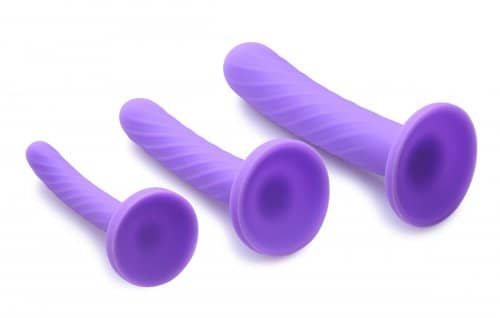 3 piece silicone dildo set bottom view