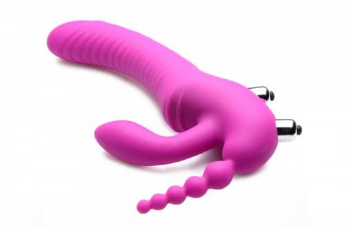 Strapless Triple Penetration Strap On Vibrator Top View