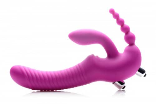 Strapless Triple Penetration Strap On Vibrator