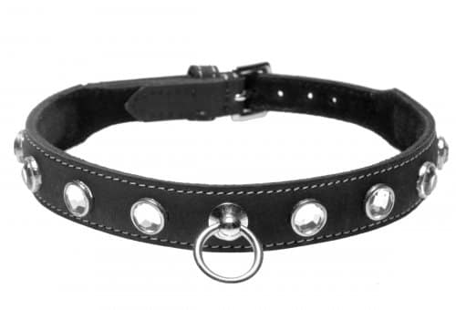 Rhinestone Leather Collar
