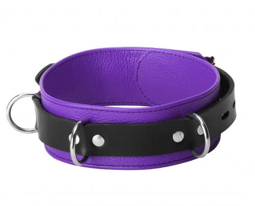 Tri Ring Locking Leather Purple Collar
