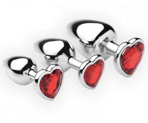 3 Piece Scarlet Heart Jeweled Anal Plug