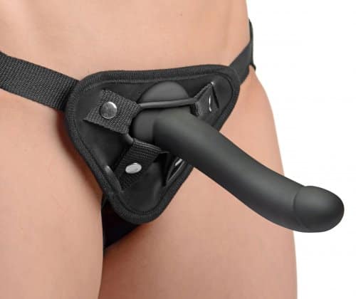 curved vibrating silicone dildo with strap on