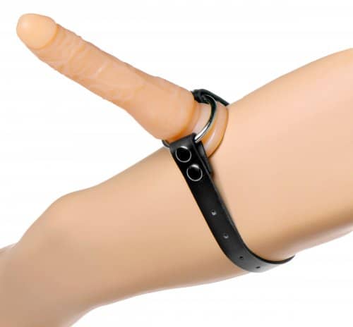 Thigh_Boot Leather Strap On Dildo Harness