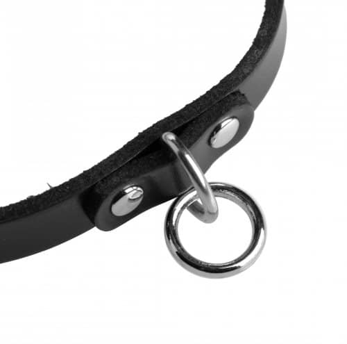 Leather Choker with O-Ring Close Up
