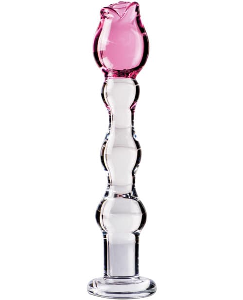 Hand Blown Rose Tip Glass Massager