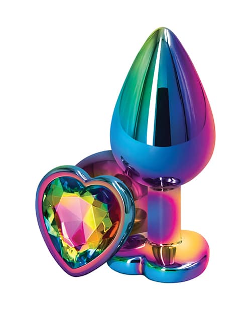 Mulitcolor Metal Rainbow Heart Butt Plug