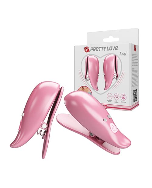 Pretty Love Leaf Wireless Vibrating Nipple Clamps – Pink – The BDSM Toy Shop