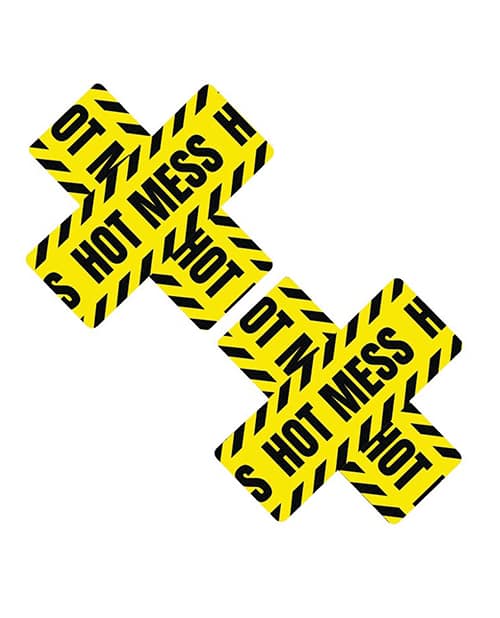 Neva Nude Blacklight Hot Mess X Pasties - Black/Yellow O/S - Image 2