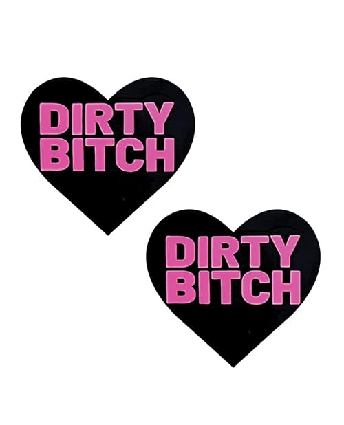 Neva Nude Dirty Bitch Heart Pasties - Black/Pink O/S - Image 2