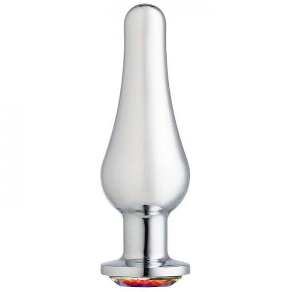 Rainbow Jeweled Chromed Anal Plug Long Side View