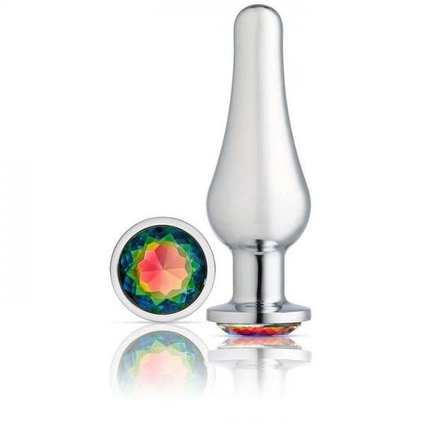 Rainbow Jeweled Chromed Anal Plug Long