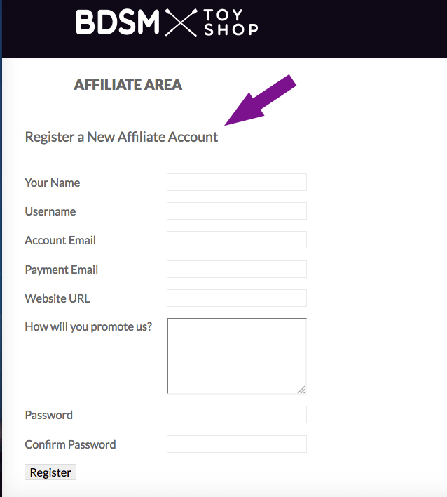register an affiliate account