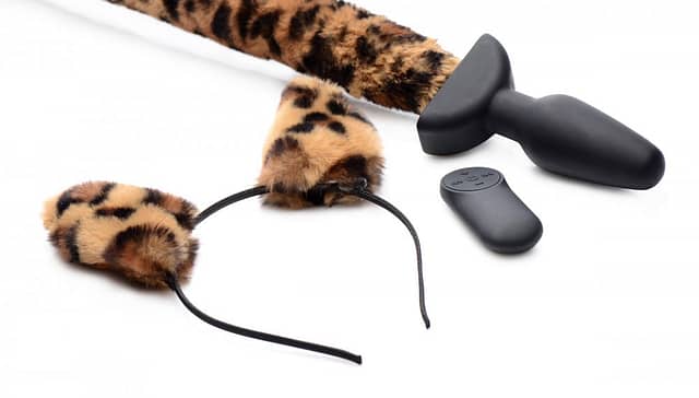Wagging Leopard Tail Anal Plug Ear Set