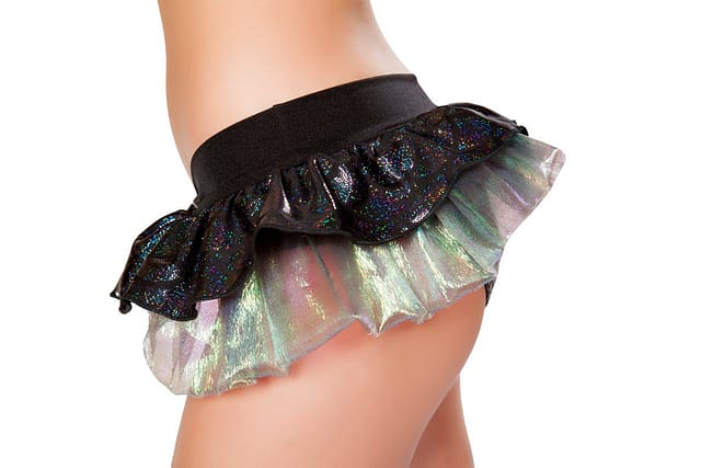Mermaid Shorts with Iridescent Skirt Black Side