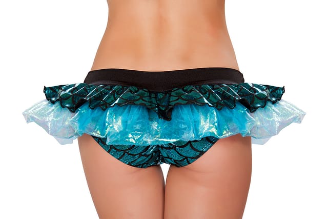 Mermaid Shorts with Iridescent Skirt Blue Back