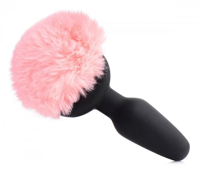 Vibrating Pink Bunny Tail Anal Plug