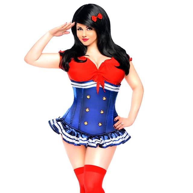 Royal Blue Pin-Up Underbust Corset Queen