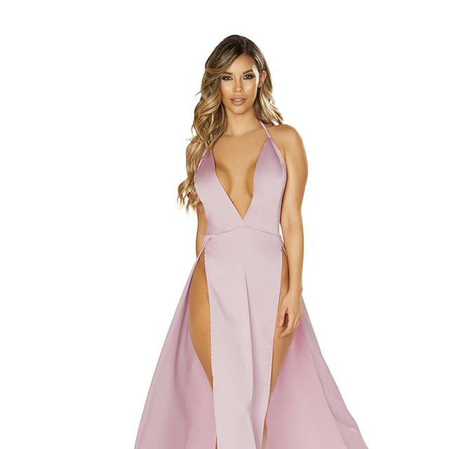 Sensual Satin Pink Maxi Dress
