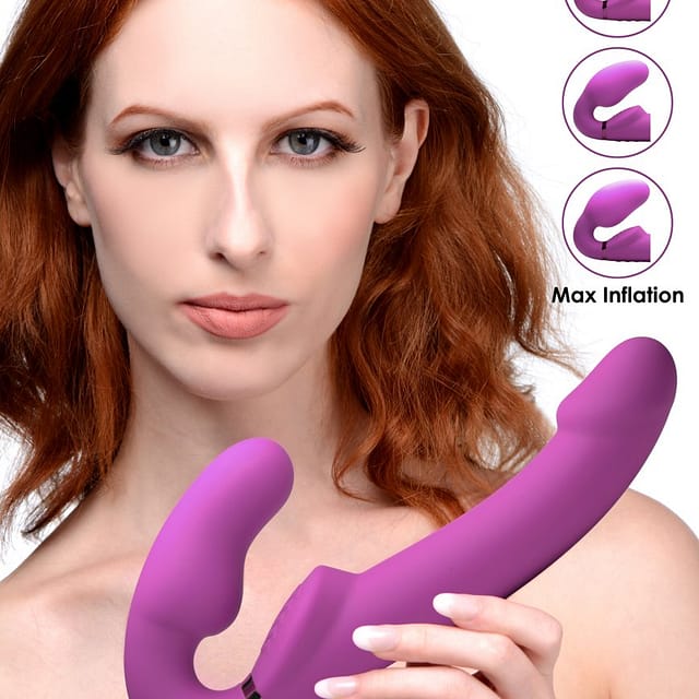 Inflatable Vibrating Strapless Strap-On With Model