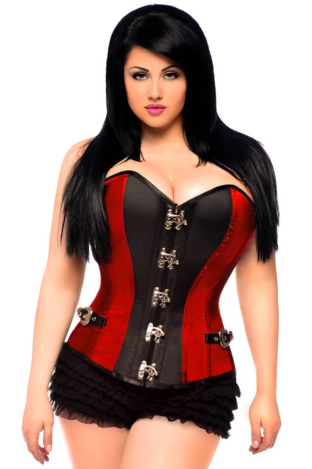 Red Buckle Steel Boned Corset