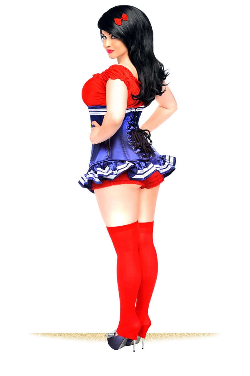 Royal Blue Pin-Up Underbust Corset Queen Back