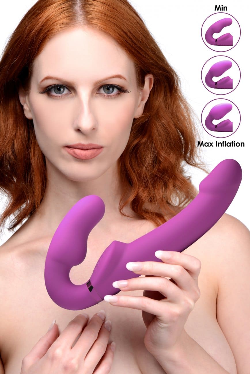 Inflatable Vibrating Strapless Strap-On With Model