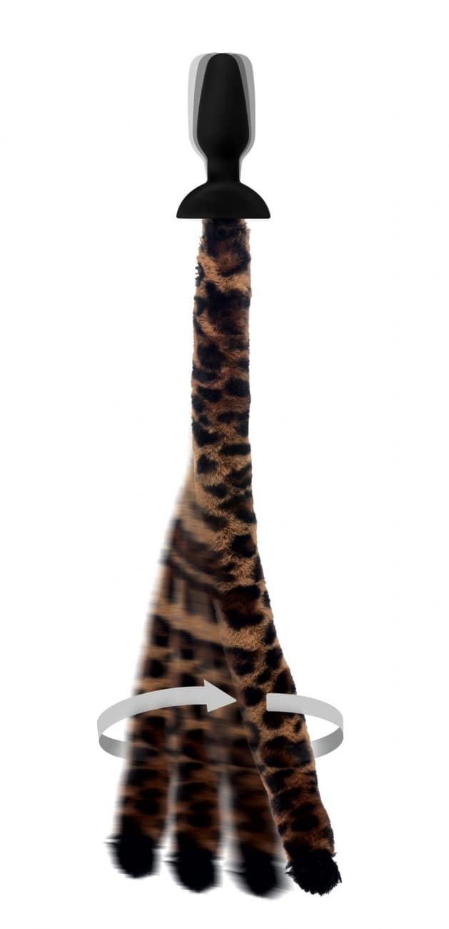 Wagging Leopard Tail Anal Plug Displayed Demo