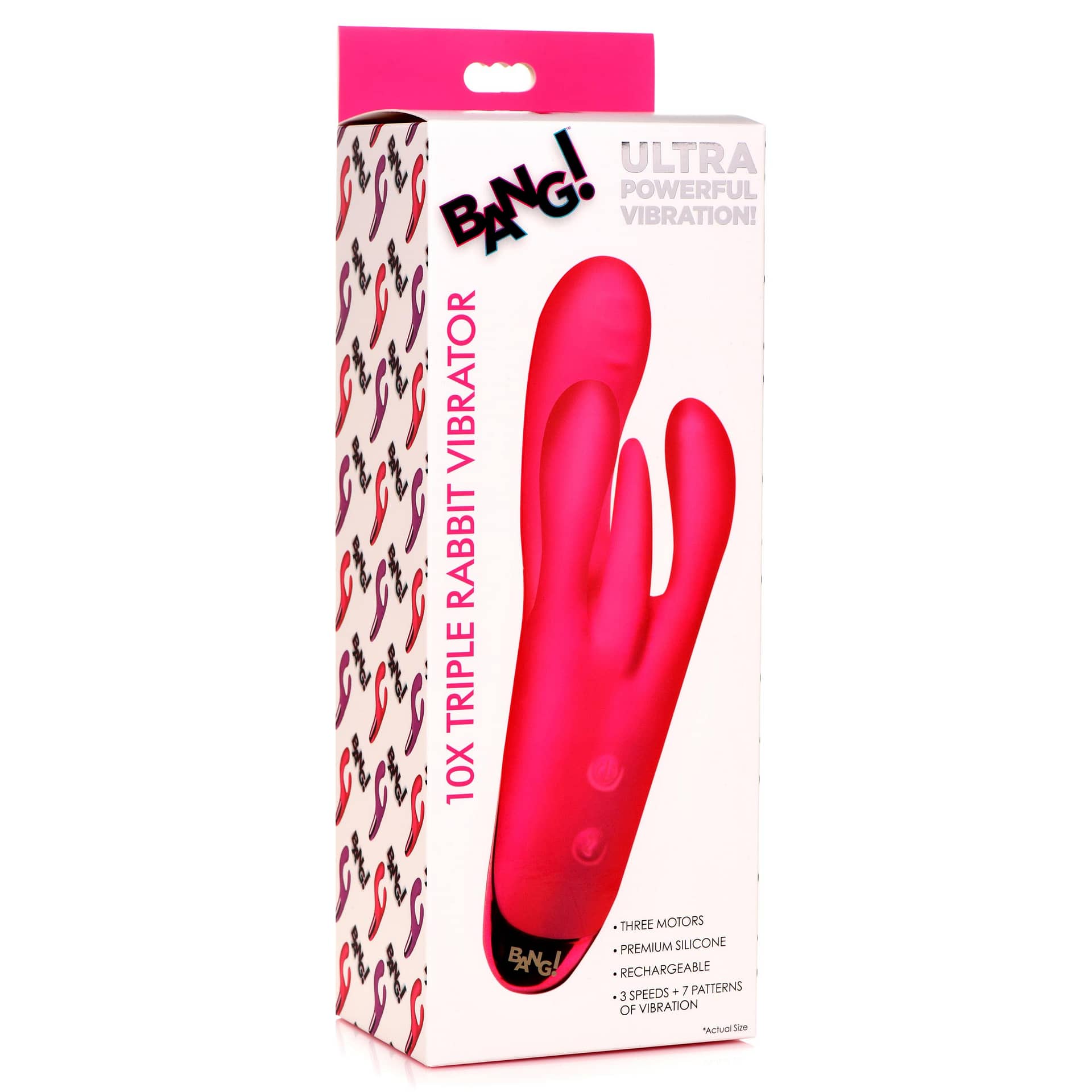 10x Triple Rabbit Silicone Vibrator – Pink – The Bdsm Toy Shop