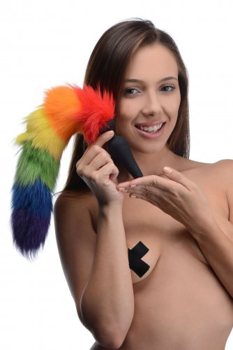 Rainbow Tail Anal Plug With Female Model