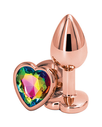 Rose Gold Rainbow Heart Butt Plug