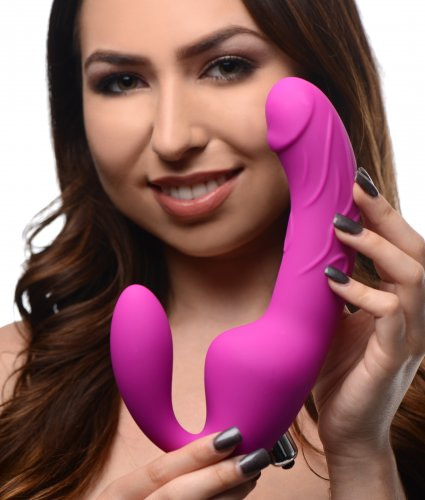 Silicone Strapless Strap On Vibrator With Model